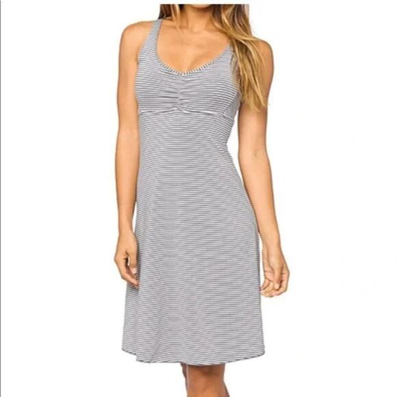 Prana Rebecca Strappy Dress Gray V-Neck Sleeveless Stretch Size Small - Picture 1 of 8